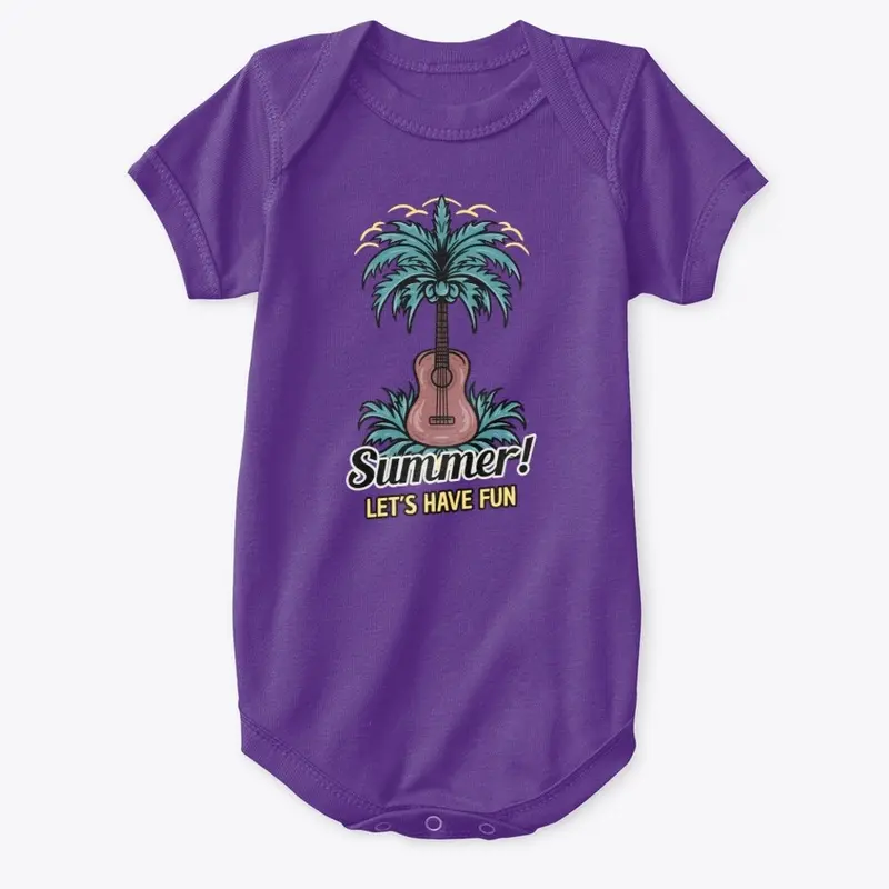 Summer Beach  Guitar Palm Tree  Design